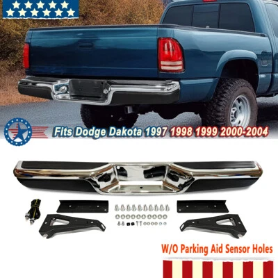 Rear Step Bumper Assembly W/O Sensor Chrome Steel Fits Dodge Dakota 1997-2004 Foto 1 de 4