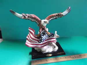 De Capoli Collection Eagle With American Flag 10” Tall Wing Span 11"in Figurine - Picture 1 of 11