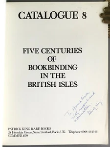Patrick King Catalogue #8 SIGNED Presentation Copy to Howard Nixon 1979 - Imagen 1 de 12