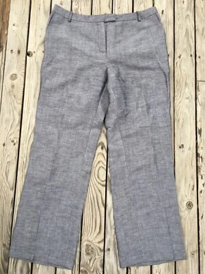 Pantalones de vestir formales Calvin Klein gris lino mezcla rayón talla 14 para mujer’s Foto 1 de 4