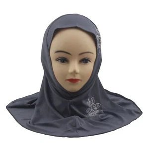 Amira One Piece Kids Girls Long Hijab Headscarf Wrap Muslim Headwear Scarf 2-7Y - Picture 1 of 200