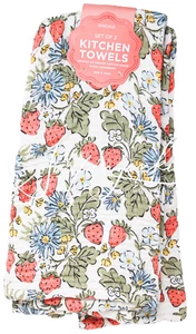 Envouge Cotton Gauze Kitchen Towel Towels 2pc Set Strawberries Strawberry Patch - Picture 1 of 1