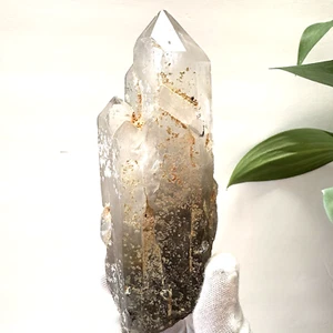 214g natürlicher himmlischer Rauchquarz rot Rutil Kristallspitze Mineral Heilung #729 - Bild 1 von 3