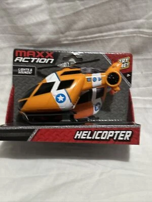 New MAXX ACTION ORANGE Helicopter Friction Motions, Lights & Sounds Brand New - Image 1 of 4