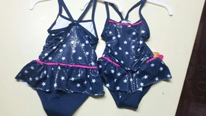 Pink Platinum Toddler Girls Silver Stars Print 1Pc Swimsuit Rashguard 12M/18M - Picture 1 of 1