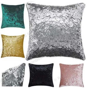 Plain Luxury Crushed Velvet Cushion Cover - Piped Edges 18" or 22" ®Red Rainbow - Picture 1 of 7