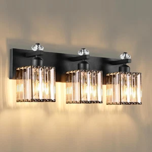 3-Light Bathroom Light Fixtures, Crystal Modern Vanity Lights Wall Sconces Bathr - Picture 1 of 7