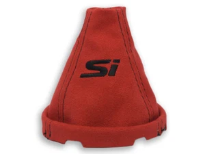 FOR HONDA CIVIC Si SEDAN COUPE 06-11 GEAR SHIFT GAITER RED ALCANTARA EMBROIDERY - Picture 1 of 3