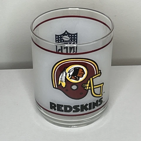 Vintage Washington Redskins NFL MOBIL Frosted Whiskey Glass Cup Cover