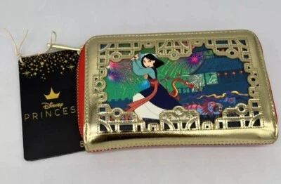 Cartera Loungefly Disney Mulan Roja y Dorada con Cremallera Alrededor - Edición Especial Princesa Foto 1 de 2