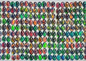 53602.0 - 8x6 mm Brilliant Coloured Oval cut Opal Triplets 20 Pieces Matched - Picture 1 of 10