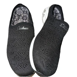 Skechers Commute Time in Knit to Win Black Mesh Slides Shoes Women's Size 8 - Picture 1 of 8