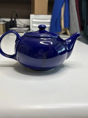  Bule de cerâmica azul cobalto cobalto 4” de altura feito na Inglaterra - Imagem 1 de 4