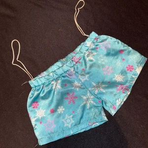 Build a Bear Workshop BABW Disney FROZEN Elsa Satin Snowflake Pajama Shorts - Picture 1 of 5