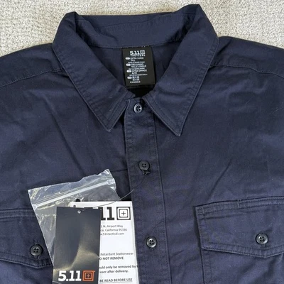 NWT 5.11 Tactical Men’s XLT Company Shirt Navy Blur Short Sleeve Button Up Work - Image 1 of 4