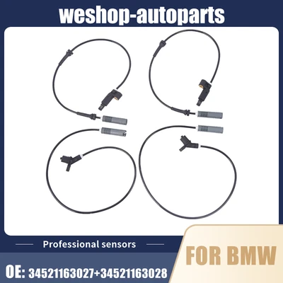 4Pcs 34521163027+34521163028 ABS Wheel Speed Sensor Front+Rear For BMW  Foto 1 de 4