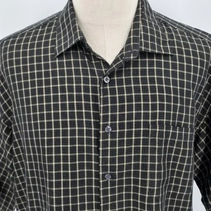 Joseph & Feiss Short Sleeve Casual Button Up Men's Shirt Black Plaid 2X - Picture 1 of 7