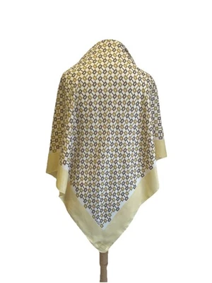 Y7# Gucci Silk Scarf Yellow & Brown Bit Chain Print Made in Italy - Image 1 of 4