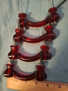 4 - Vintage rote Glas Schubladengriffe - Bild 1 von 5