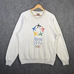 Sudadera De Colección Juegos Olímpicos de Atlanta Para Hombre Gris Mediano Años 90 EE. UU. 1996 Estrellas Deportes - Imagen 1 de 6