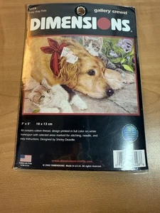 New Dimensions Lazy Day Pals Gallery Crewel Kit 7" x 5" Dog & Kittens 2002 6228 - Picture 1 of 4