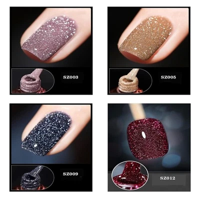 12 Colors Reflective Glitter Gel Nail Polish ,High Density Glitter Nail Polish