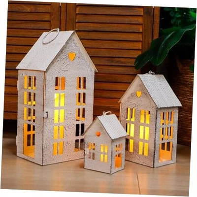  3 Pcs Decorative Mantel Shelf Tea Light Lanterns 13.5"&9.5"&5.5" H - Image 1 of 4