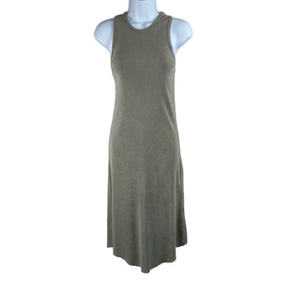 Vestido midi Young Fabulous roto elástico gris acanalado sin mangas espalda deportiva pequeño/mediano Foto 1 de 4