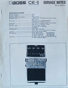 Riproduzione Vintage del Boss CE-5 Chorus Pedale Chitarra Servizio Note Fogli - Foto 1 di 2