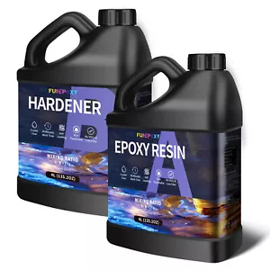 FUNEPOXY Crystal Clear Painting Epoxy Resin for Table Bar Top - 2 Gallon Kit - Picture 1 of 6