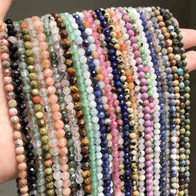 Natural Tiny Faceted 2/3/4mm Agates Crystal Jades Gems Beads for Jewelry Making - Image 1 of 4