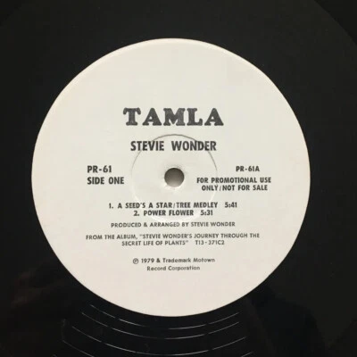 STEVIE WONDER  "A Seeds a Star/Tree Medley" WHITE LABEL TAMLA PROMO 1979 PR-61 - Image 1 of 4