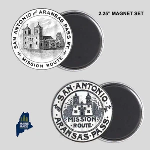 SAN ANTONIO ARANSAS PASS RAILROAD Magnet Set - Vintage Logo Train RR Collectible - Picture 1 of 1