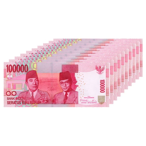 INDONESIAN RUPIAH 100,000 X 10 = 1 Million (1,000,000) IDR CIRCULATED INDONESIA Cover