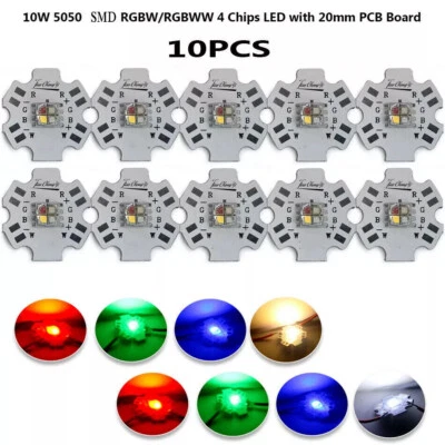 10PCS 10W 5050 RGBW RGBWW LED light-emitting diode 5050 4 Chips with 20mm PCB - Image 1 of 4