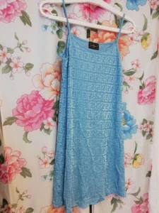 Authentic Fendi Vintage Zucca FF Logo Sleeveless Camisole Dress Blue Size M - Picture 1 of 4
