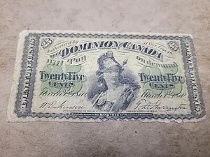 🇨🇦 Dominion of Canada 25 cents 1870 DC-1 "VG" Large B  P-8c Banknote 052224-1 - Picture 1 of 2