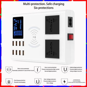 Multi-port 8USB dual AC universal wireless charging LCD charging station hub - Picture 1 of 17