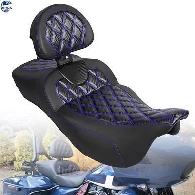 Driver & Passenger Seat With Backrest For Harley 09-23 Touring Street Glide FLHX - Image 1 of 4