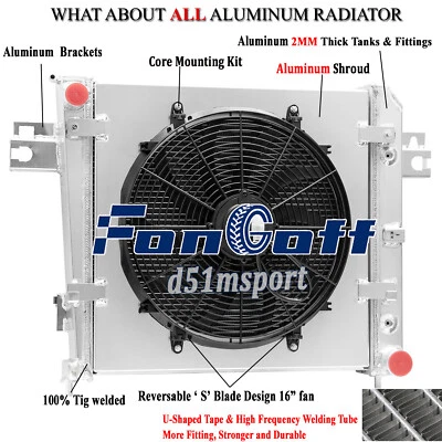 Ventilador de cubierta de radiador de aluminio de 3 filas para Jeep Liberty 2002-2006 3,7 L V6 AT Foto 1 de 4
