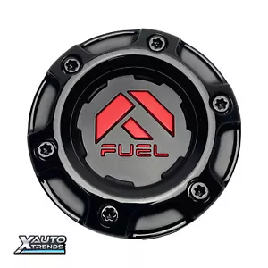 Fuel Off-Road Gloss Black Wheel Center Cap Black Rivets and Red Logo 1004-68GBQ - Picture 1 of 3