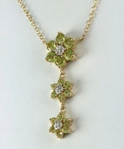 1.5Ct Round Cut Lab-Created Peridot Women Flower Pendant 14k Yellow Gold Plated - Picture 1 of 5