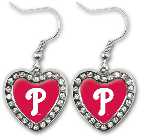 Philadelphia Phillies Crystal Heart Earrings MLB New Cover