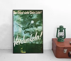 Poster Verdunkeln! Der Feind sieht dein Licht Luftschutz Feuerwehr Wehrmacht - Picture 1 of 3