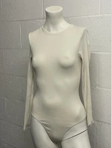 New Look Womens Cream Polyester Bodysuit One-Piece Size 8 Snap - Picture 1 of 7