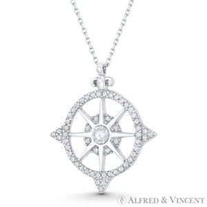 Collar de cadena y plata de ley 925 con colgante de marinero con brújula Northstar - Imagen 1 de 1