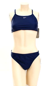 Nike 2-Piece Navy Blue Bikini Two Piece Racer Back Swim Suit Women's Size 16 - Picture 1 of 4