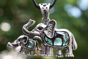P060 Muschel Perlmutt Perlen Schmuck Anhänger Collier mit Schnur Halskette Kette - Bild 1 von 1