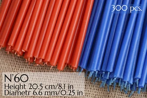 300 Stück Wachskerzen, rote + blaue Kerzen №60, Ritualkerzen, Kerzenset - Bild 1 von 5