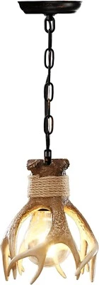 OLHAPZP Small Antler Light Fixtures, Rustic Deer Farmhouse Pendant Hanging Light - Image 1 of 4